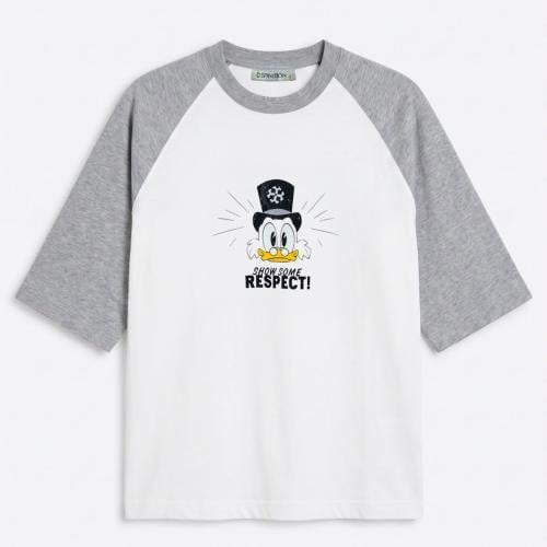 Men’s White & Grey Raglan ¾ Sleeve T-Shirt