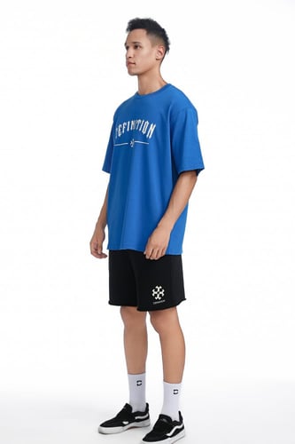 تيشيرت دفنيشن قطن بشعار الماركة - ازرق