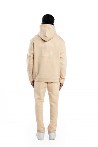 طقم قطن بتصميم مستقيم - بيج