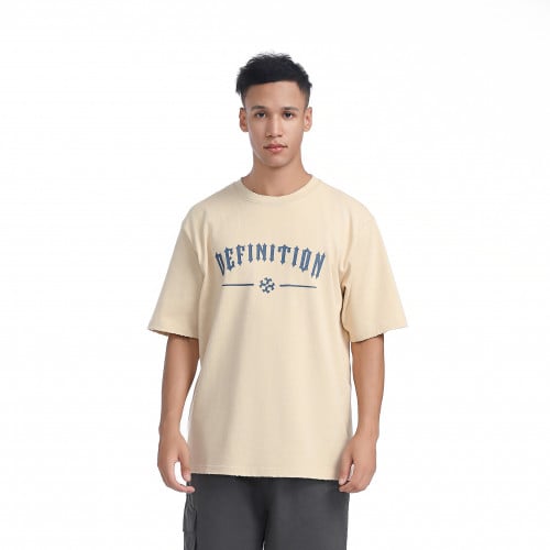 تيشيرت قطن بشعار الماركة - بيج