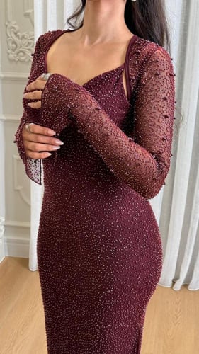 جاكيت شك لؤلؤ برغندي