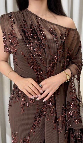 جلابية سهرة شك باللون الموكا