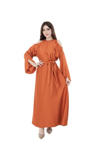 قفطان طويل بلون برتقالي محروق