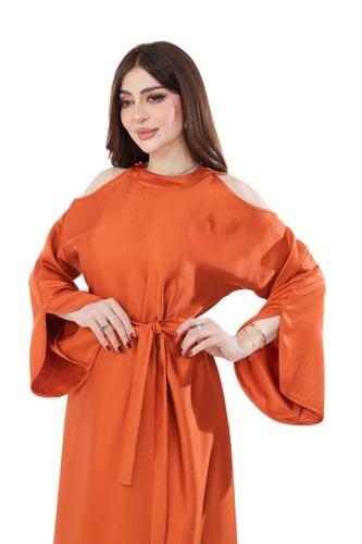 قفطان طويل بلون برتقالي محروق
