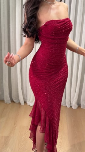 فستان سهرة شك بكشكشة