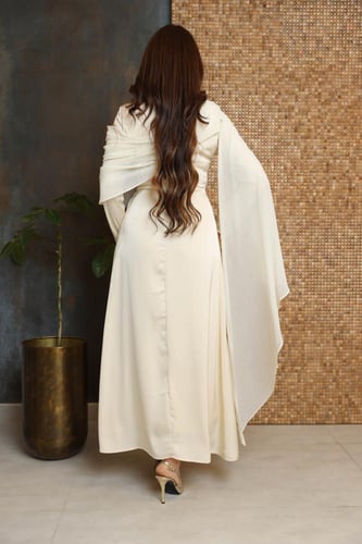 فستان حرير بدلعه شيفون