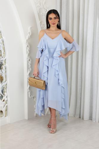 فستان حفر بأكتاف مكشوفة بيبي بلو ~