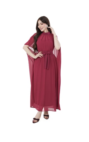 قفطان شيفون قطعتين بحزام عريض