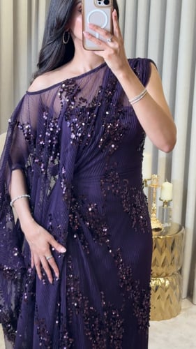 جلابية سهرة شك باللون البنفسجي الغامق