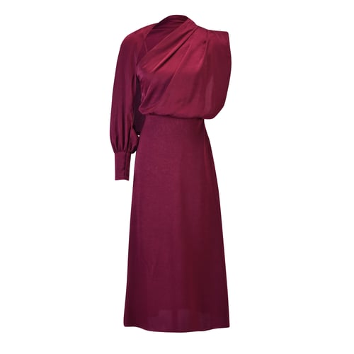 فستان ساتان برغندي