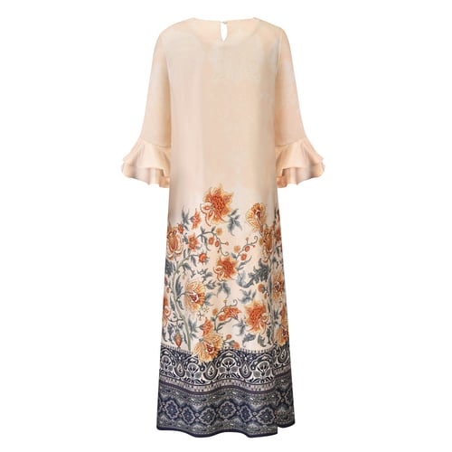 قفطان اتزماين مشجر – لون أوف وايت بطبعة زهور