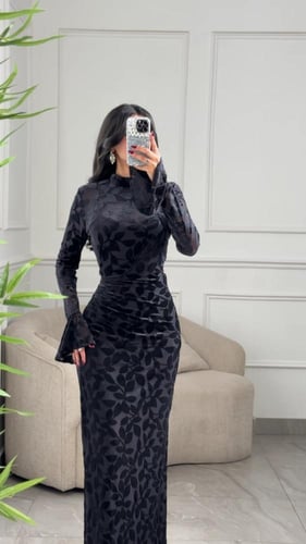 فستان سهره بتشجيره مخمل BLACK
