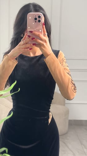 فستان سهرة مخمل بتل