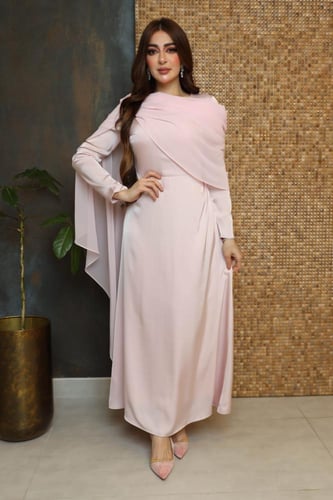 فستان حرير بدلعه شيفون بيبي بينك