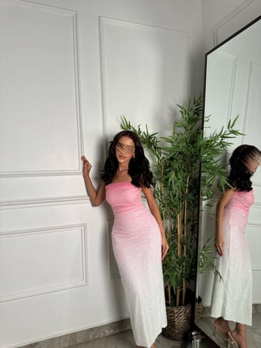 فستان سهرة شك مموج Pink