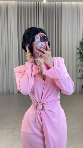 فستان كريب لف Soft Pink