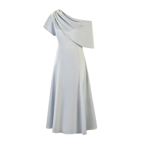 فستان سماوي ميدي بتصميم أوف شولدر