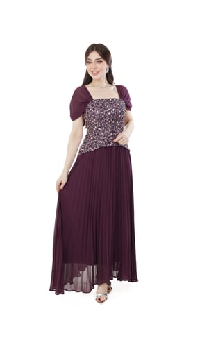 فستان سهرة موف بترتر وشيفون بليسيه