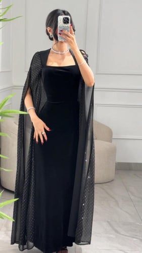 فستان مخمل سهره بكريستالات صغيره