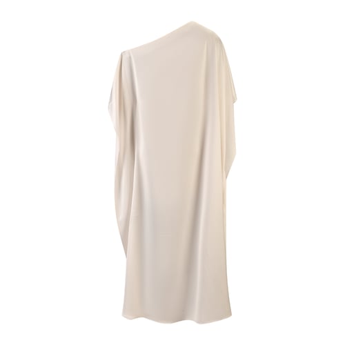 قفطان حرير طايح أبيض برسمة ورد