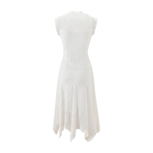 فستان دانتيل ابيض بدون اكمام