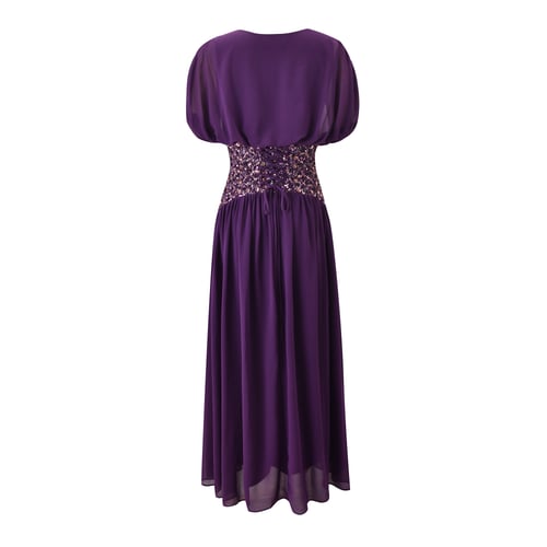 فستان شيفون بنفسجي طويل