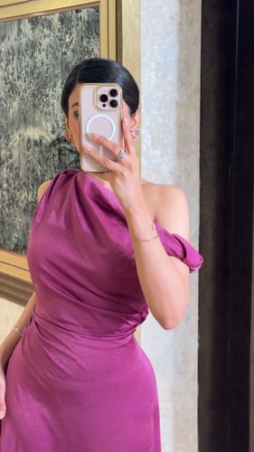 فستان ناعم فوشي بنقش ليزر