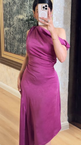 فستان ناعم فوشي بنقش ليزر