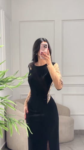 فستان سهرة مخمل بتل