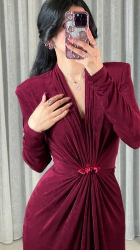 فستان استرتش بورغندي