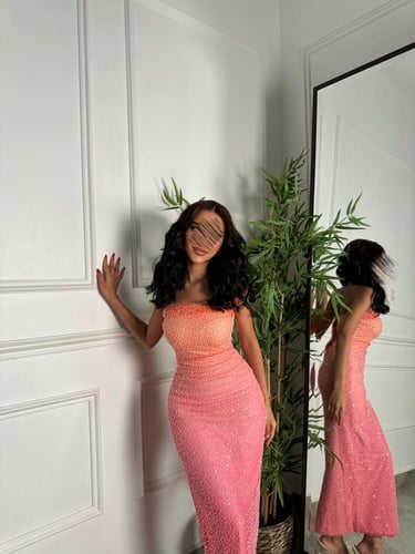 فستان سهرة شك توب مموج