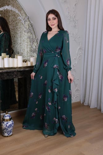 فستان شيفون ناعم بورود