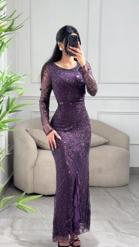 فستان سهره شك فخم بثنايا من الامام