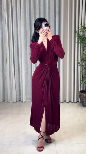 فستان استرتش بورغندي