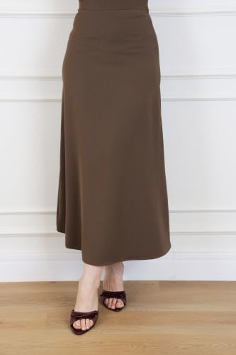 تنورة كريب ناعم بلون بني فاتح