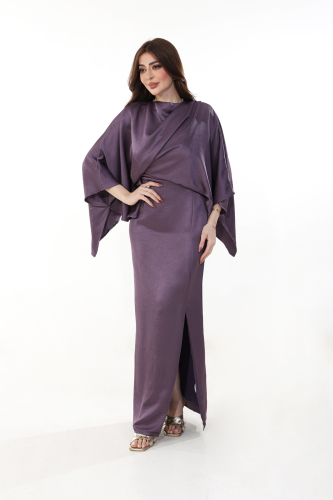 فستان ساتان أنيق بلون موف