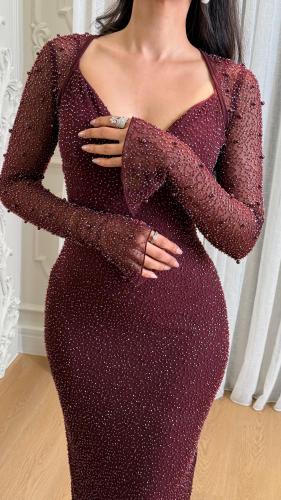 جاكيت شك لؤلؤ برغندي