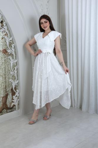 فستان محيوك بياقة فرنسي ~