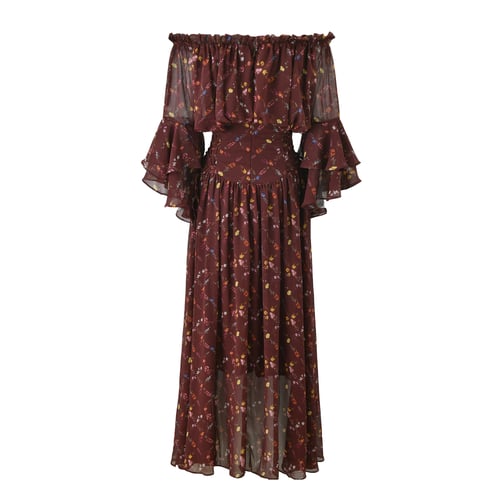 فستان شيفون مشجر اوف شولدر