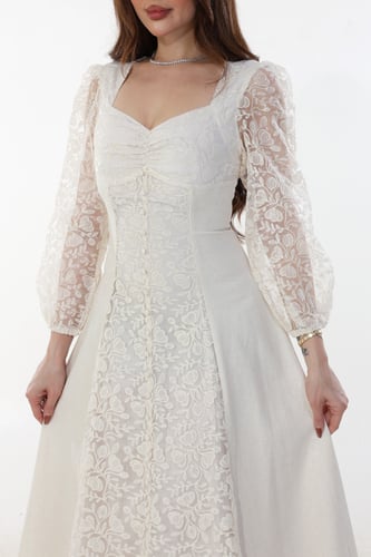 فستان دانتيل بيج أنيق