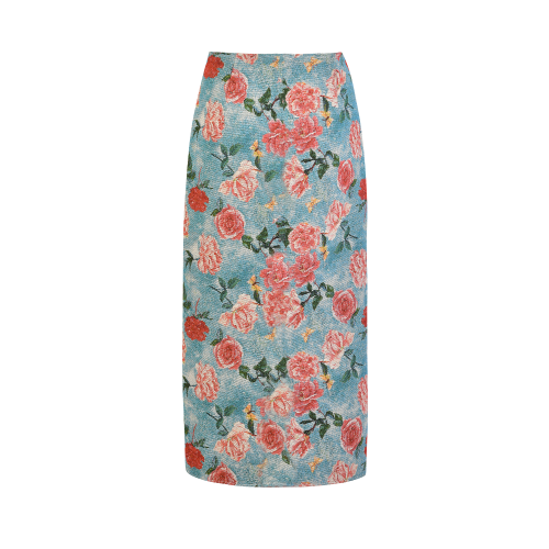 تنورة جاكار بنقشة ورود