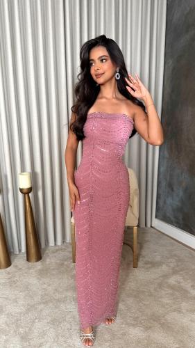 فستان سهرة توب طويل بتصميم أنثوي