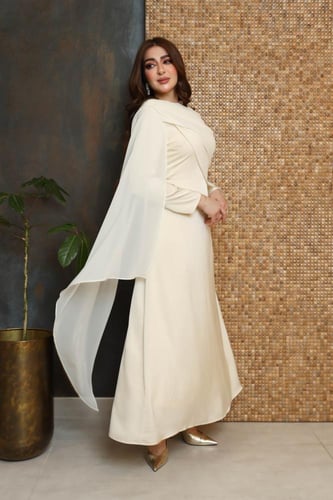 فستان حرير بدلعه شيفون