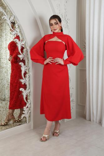 فستان ناعم قطعتين Red ~