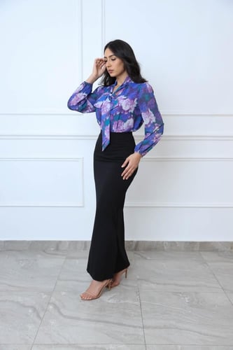 بلوزة شيفون مشجر