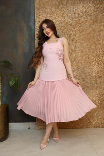 فستان شانيل مزين بورود