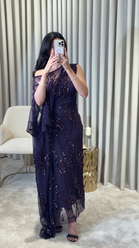 جلابية سهرة شك باللون البنفسجي الغامق