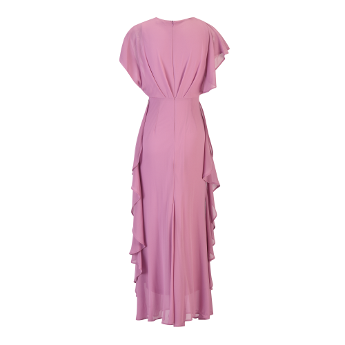 فستان شيفون موف فاتح بدرابيه وكشاكش جانبية