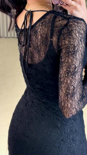 فستان دانتيل ناعم قطعتين Black ~