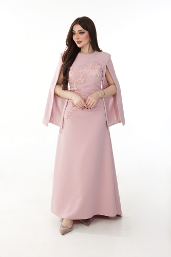 قفطان كريب ثقيل مزين بكشكشه من التل والتطريز